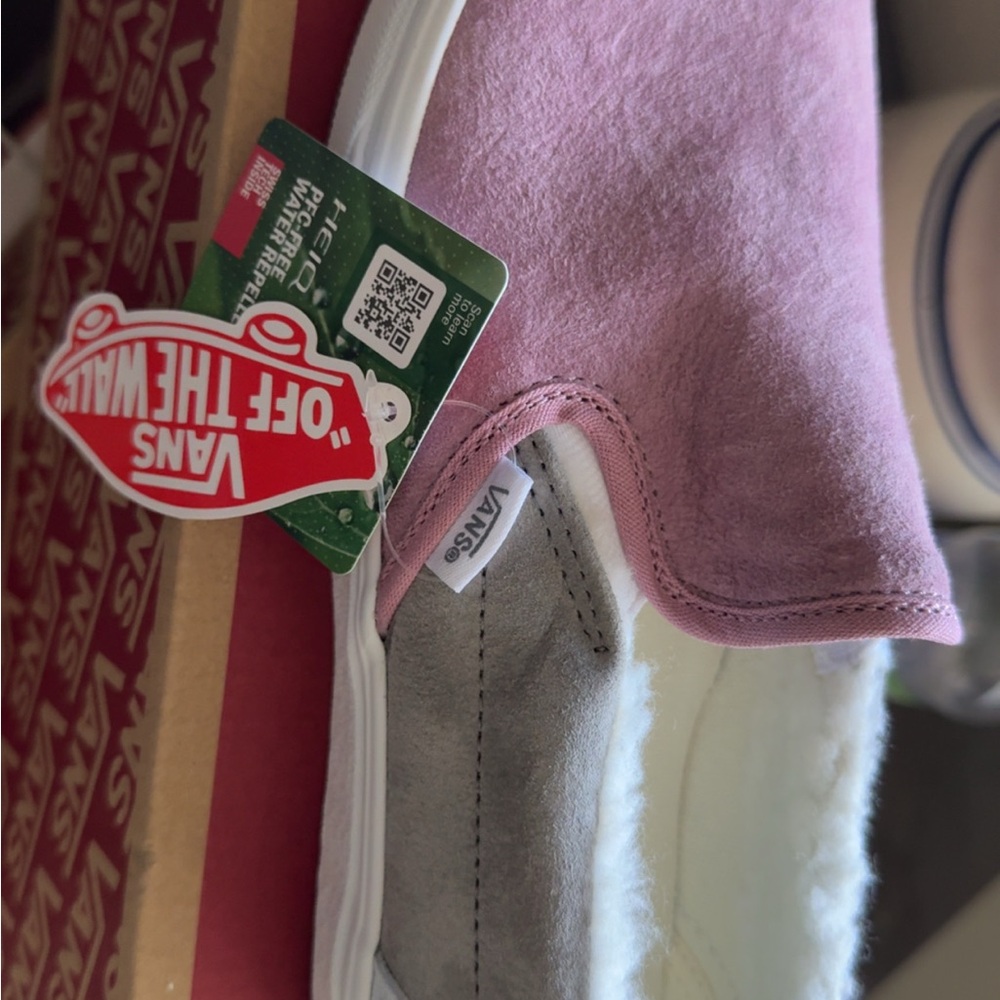 Vans Pink and Gray Slip-Ons